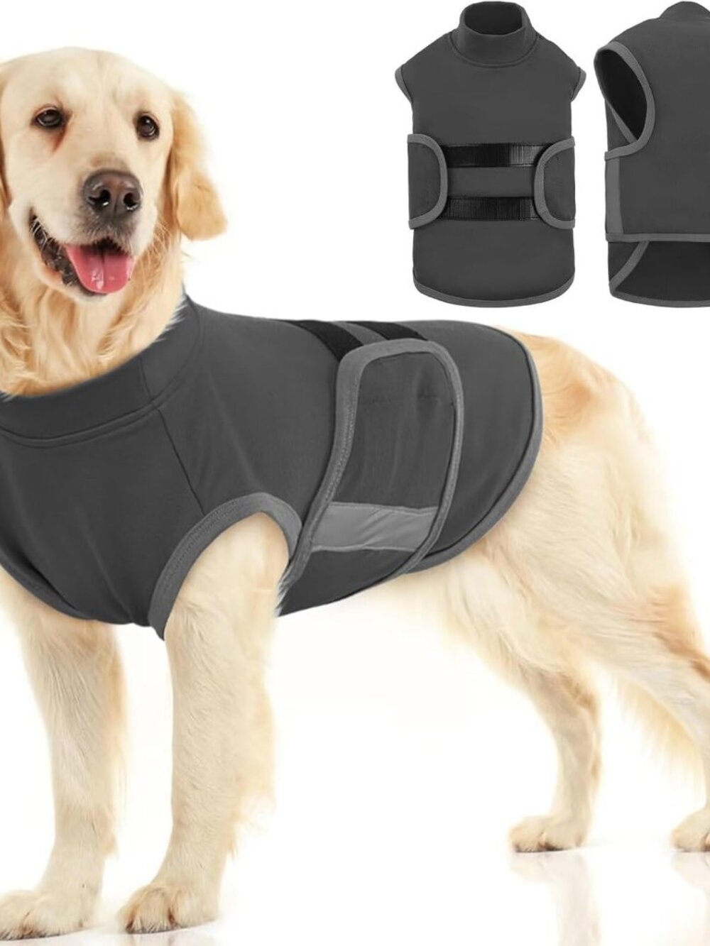 Breathable Dog Anxiety Vest, Calming Compression Shirt for Dogs, XL, Gray